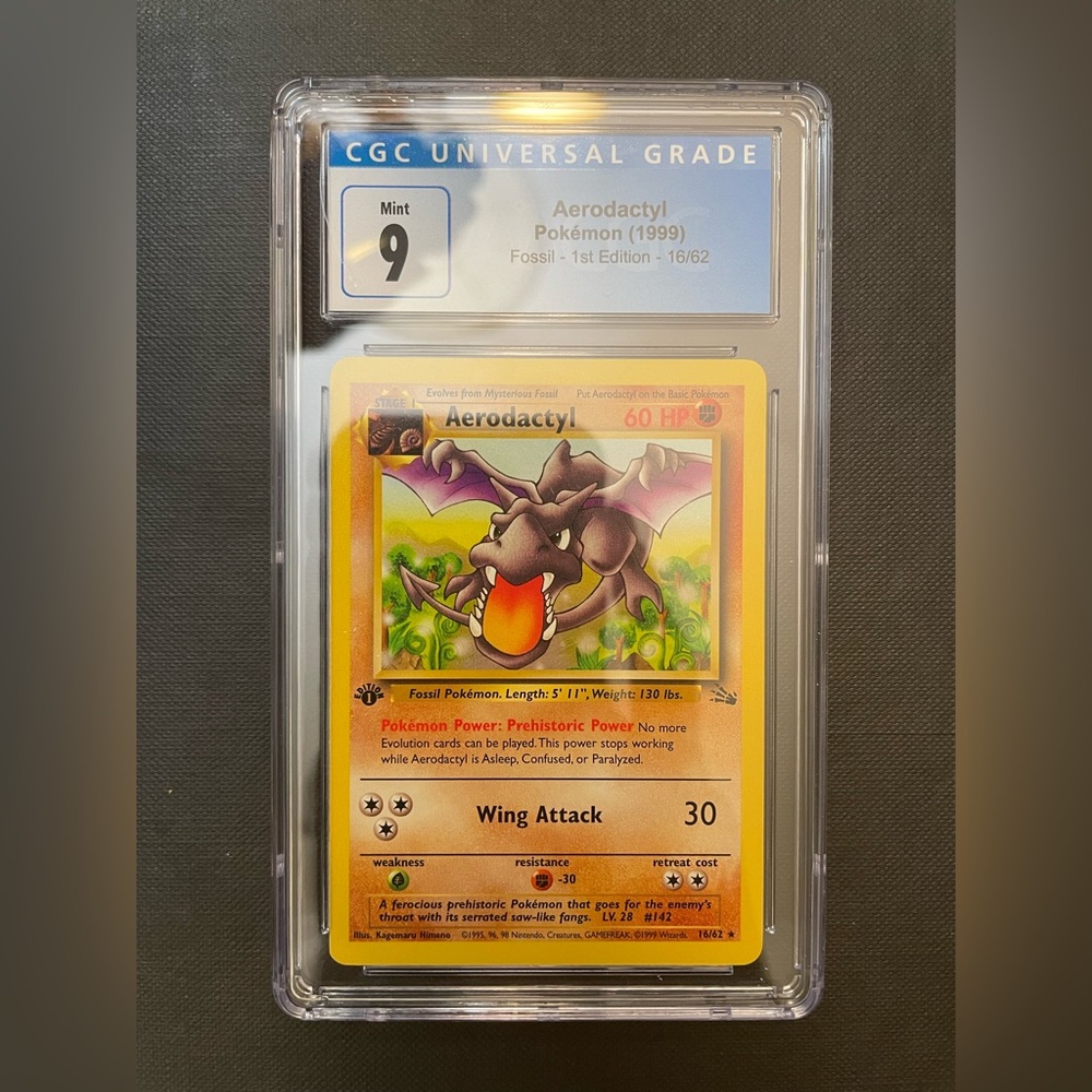 Aerodactyl 1st Edition Fossil Set CGC 9 Grade Mint 1999 Pokemon
